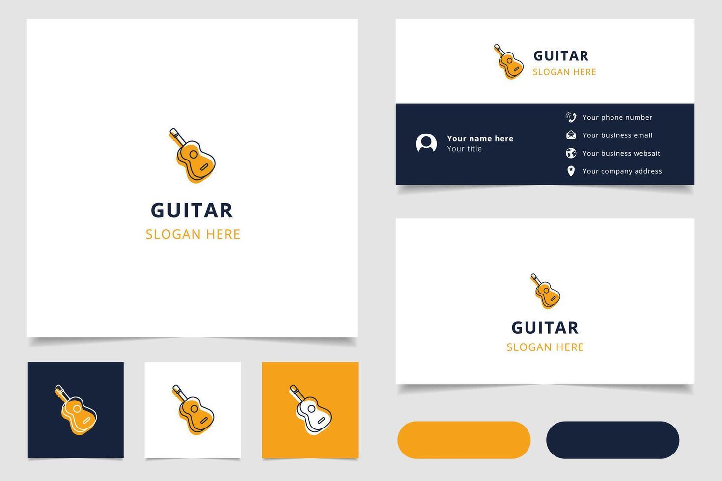 Guitar logo design with editable slogan. Branding book and business card template. vector