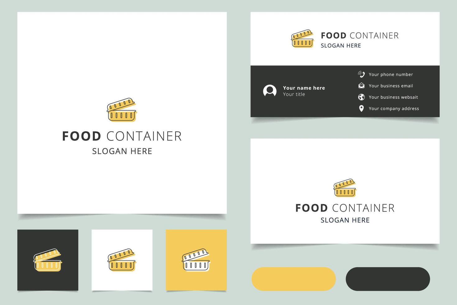 Food container logo design with editable slogan. Branding book and business card template. vector