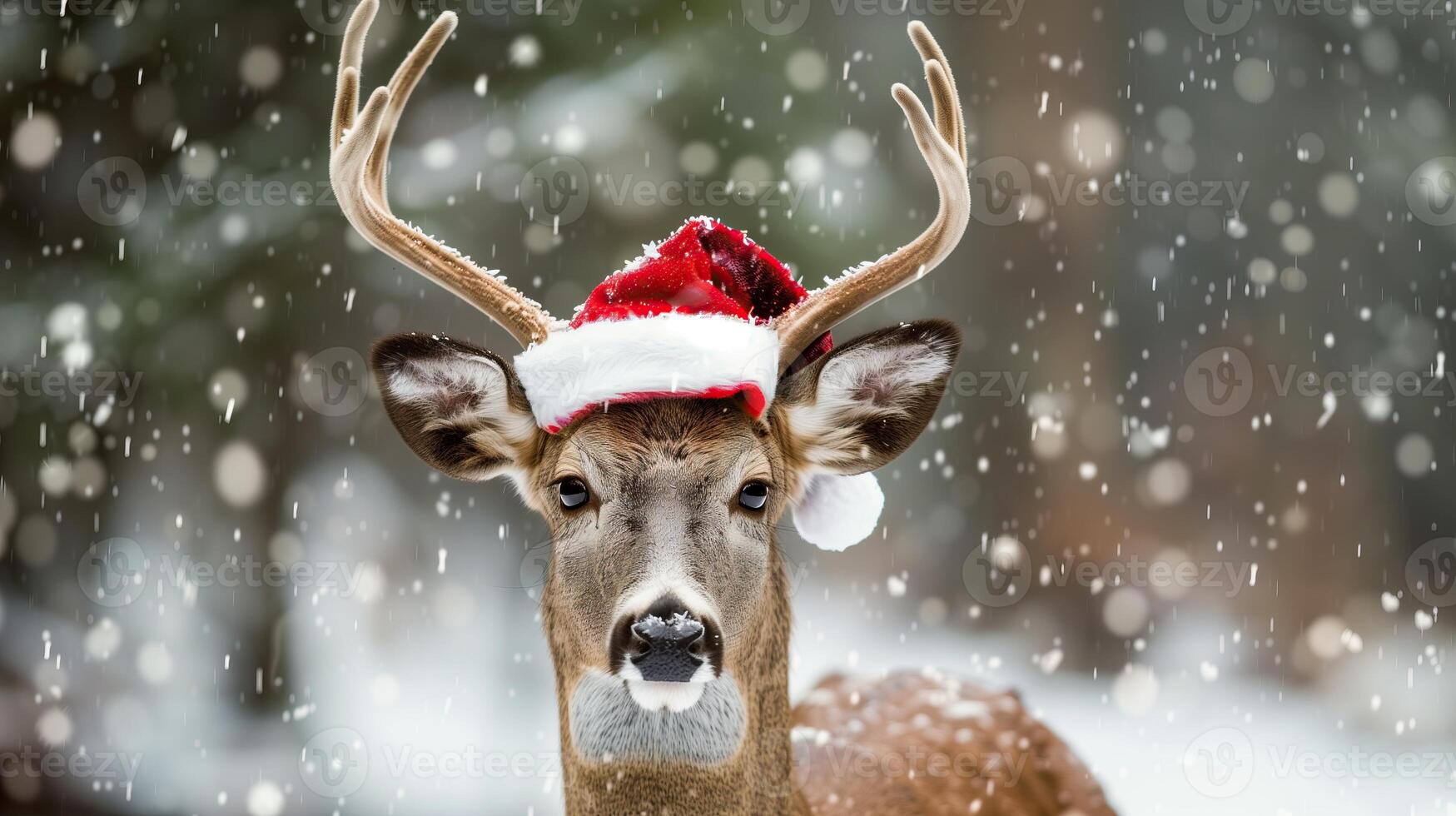 Deer in santa hat photo