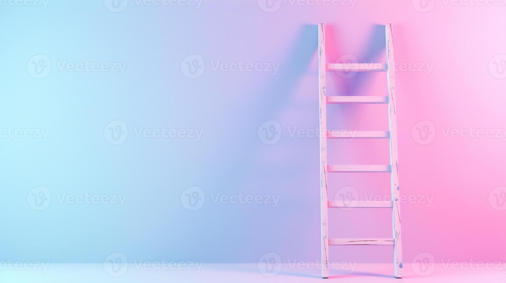 Cute ladder resting against an invisible wall photo