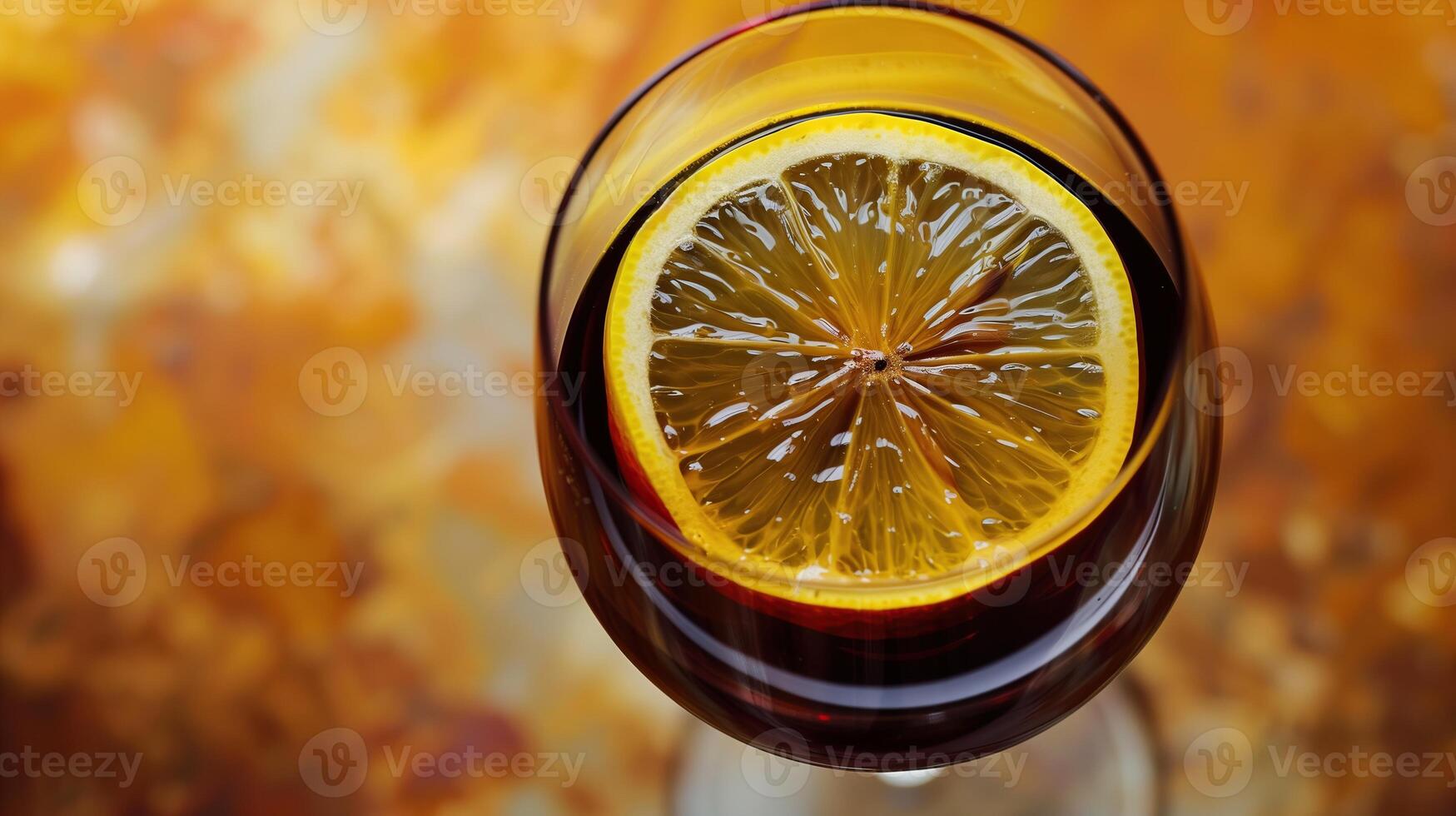 Glass of Wine With Lemon Slice photo
