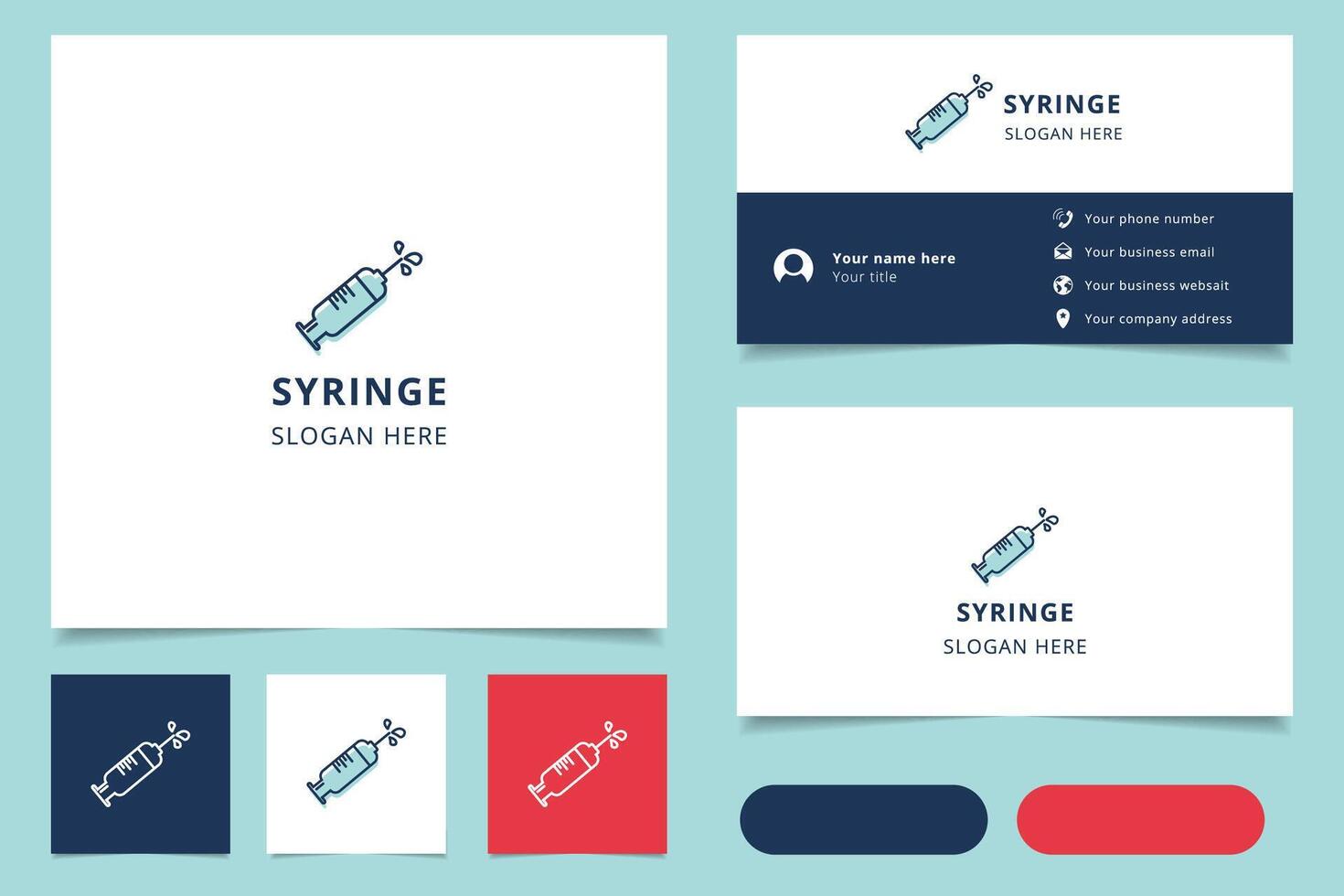 Syringe logo design with editable slogan. Branding book and business card template. vector