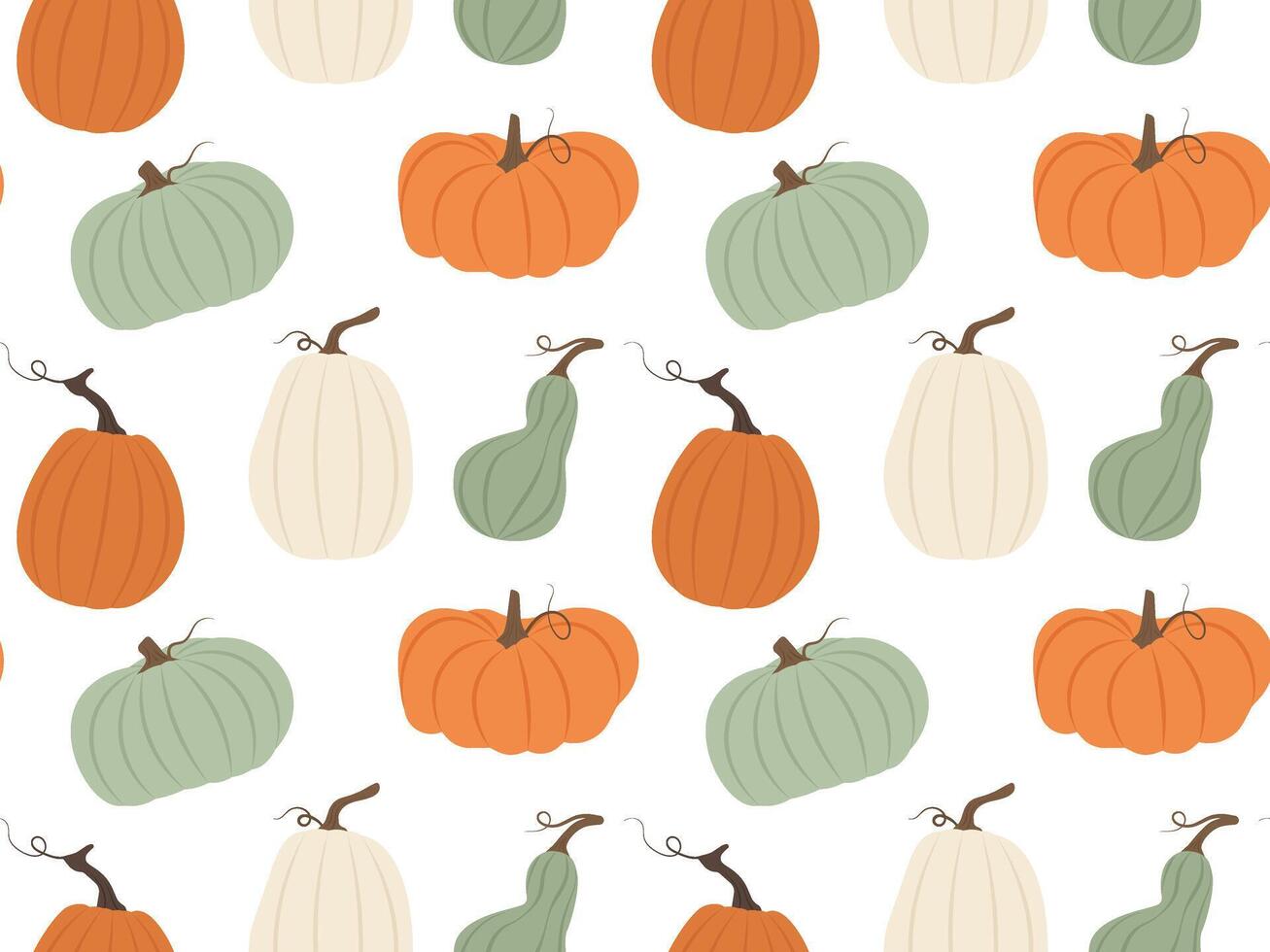 Seamless pattern of colorful pumpkins. Autumn background with vegetables vector