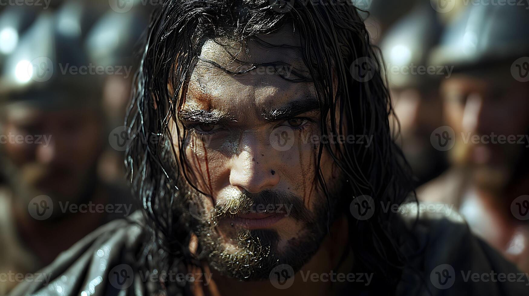 Biblical Story, Jesus was captured by soldiers in the Garden of Gethsemane and taken to Pilate photo