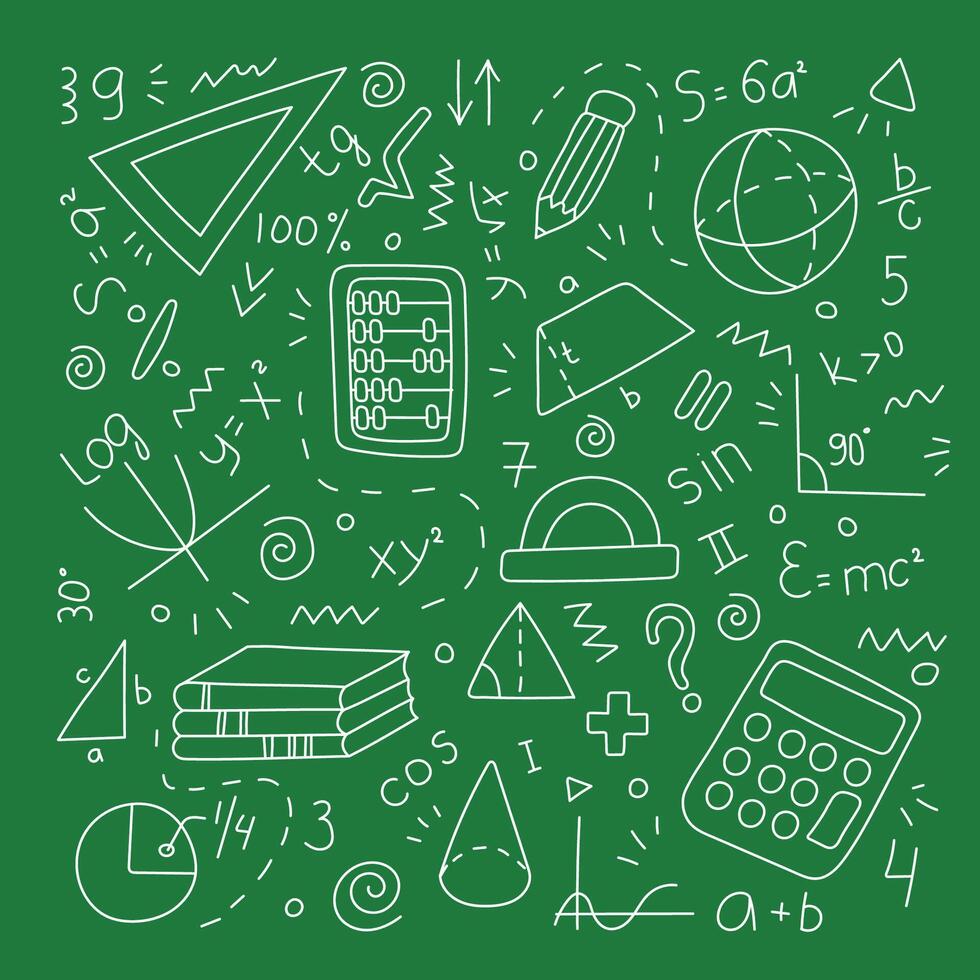 Math set of doodle elements. , isolated vector