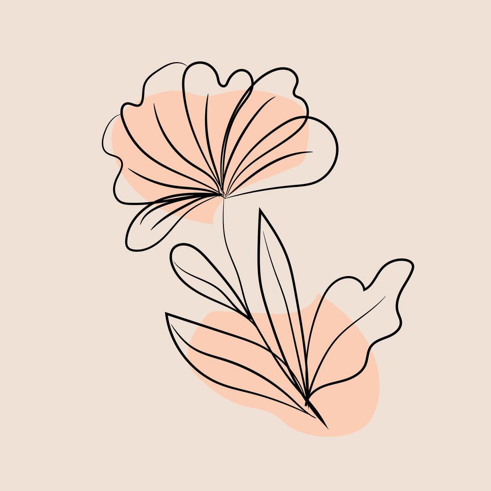 Hand drawn one line art illustration vector