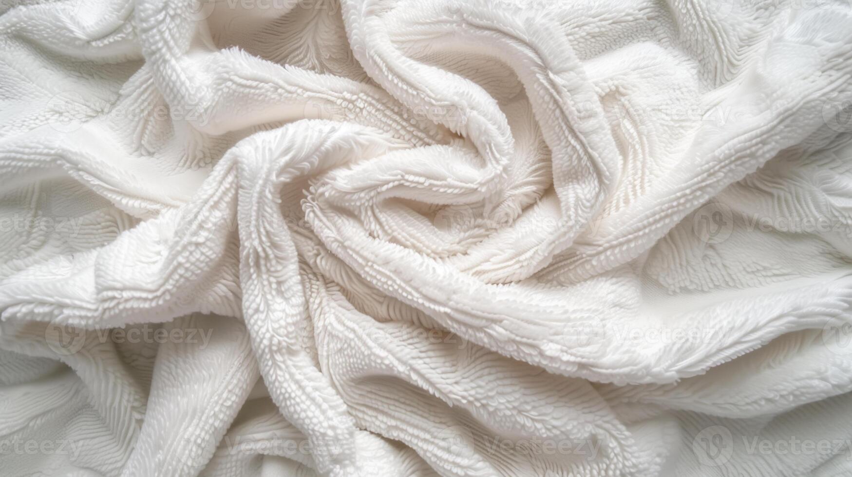 A texture of a white towel suitable for backgrounds. photo