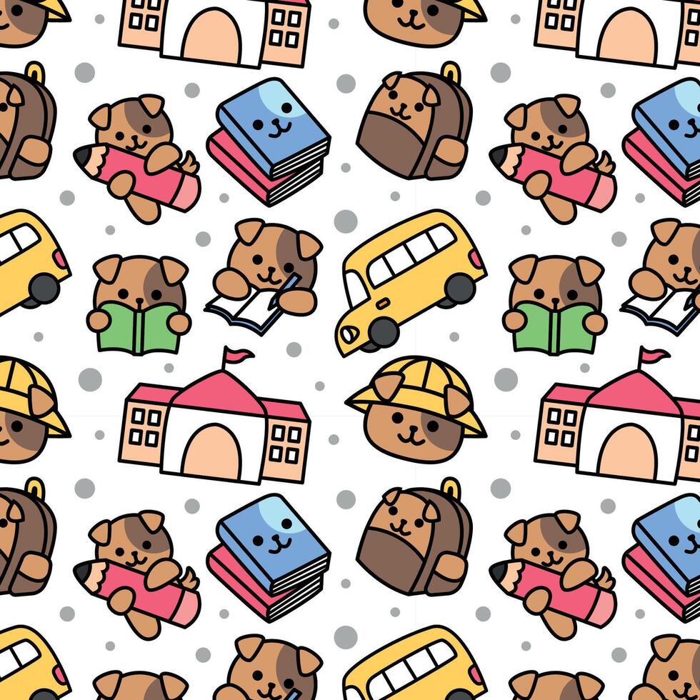 BACK TO SCHOOL PUPPY PATTERN DESIGN vector