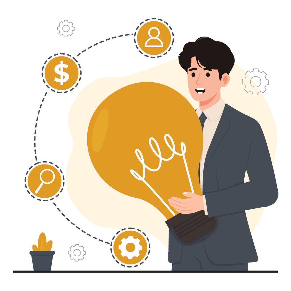 Flat Idea solution problem solving making puzzle background concept illustration vector