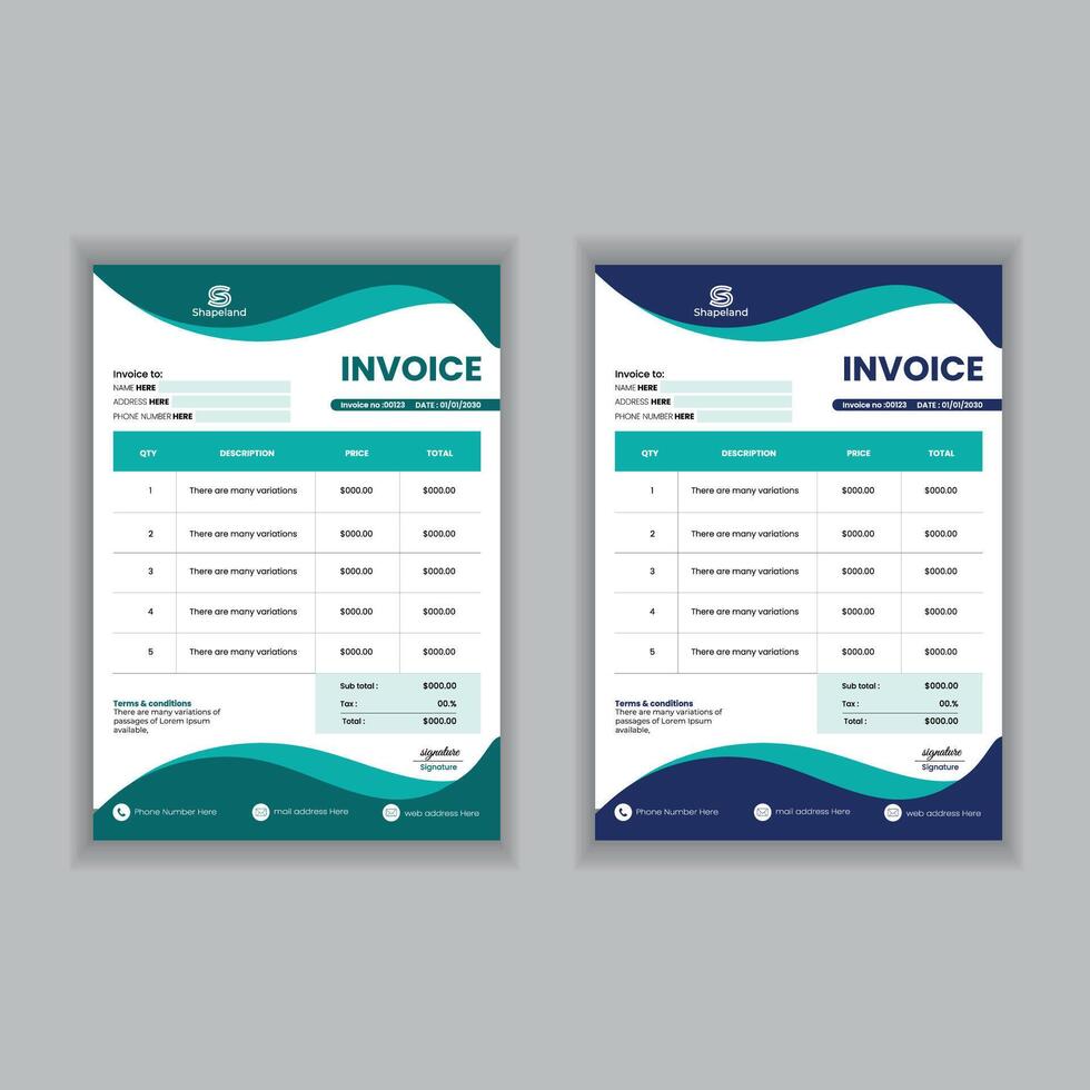 creative invoice design template vector