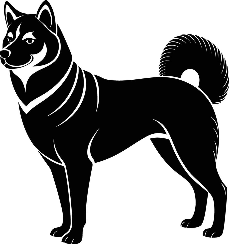 silhouette image of Akita Inu vector