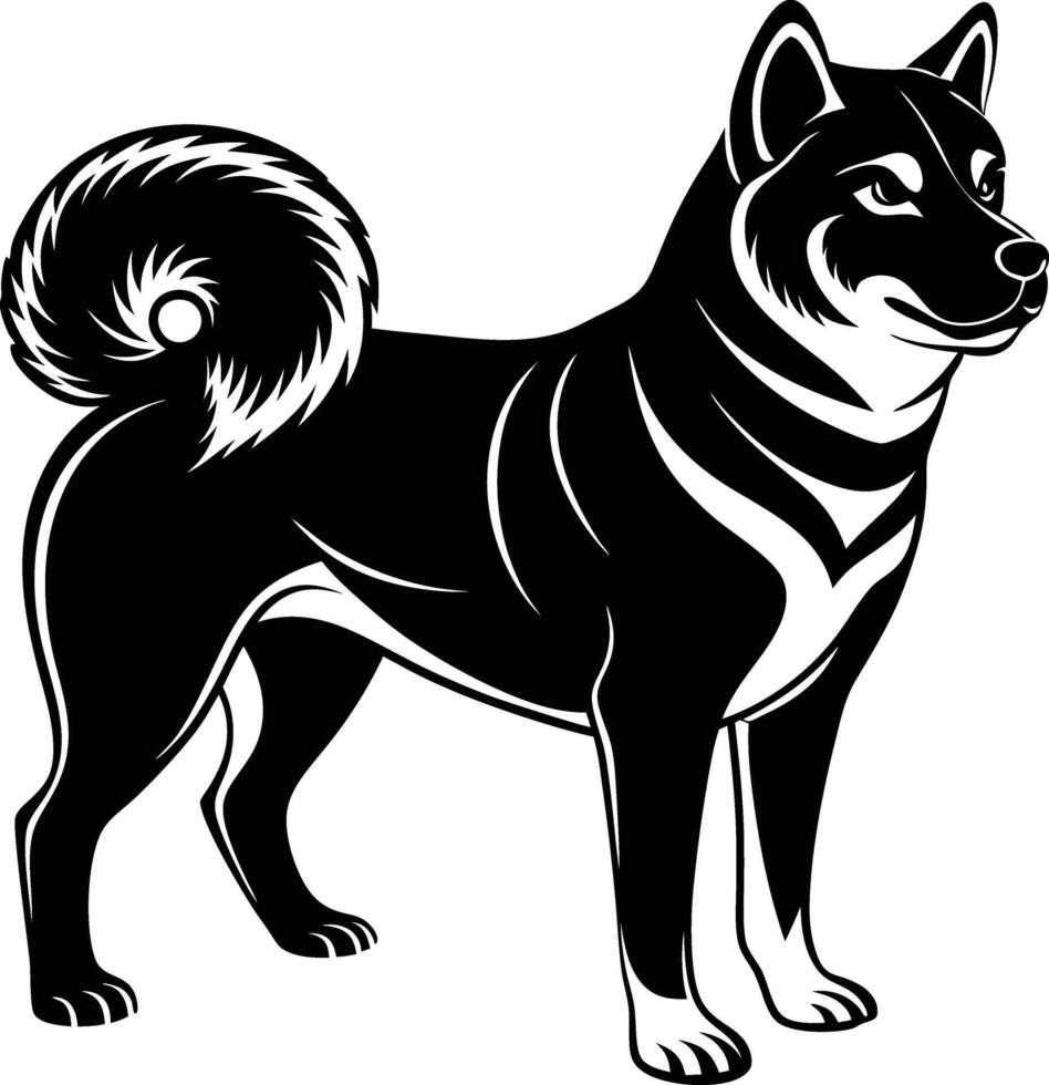 silhouette image of Akita Inu vector