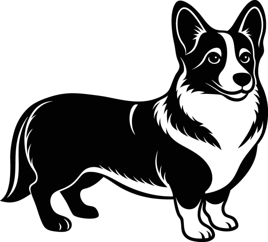 Silhouette image of Corgi vector
