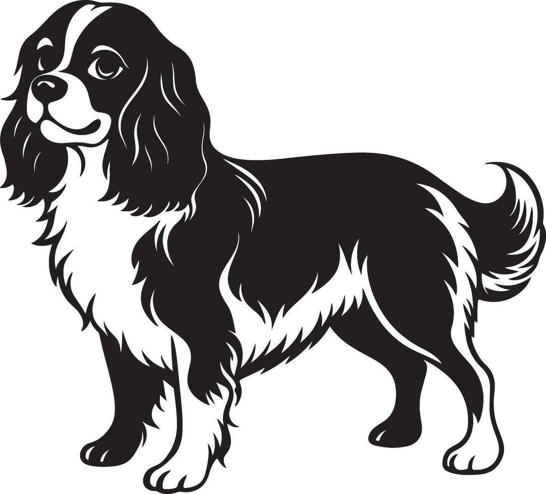 Silhouette image of cavalier king charles spaniel vector