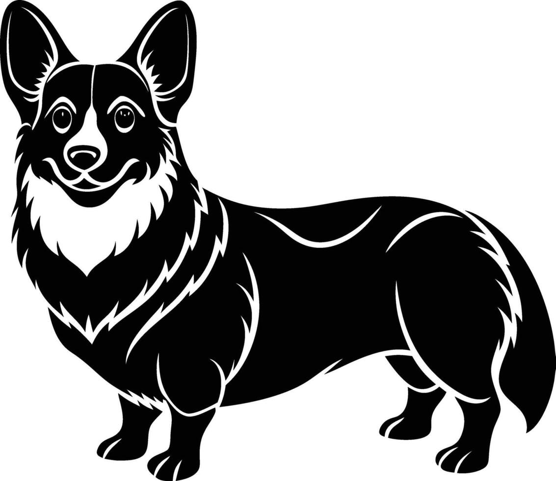 Silhouette image of Corgi vector
