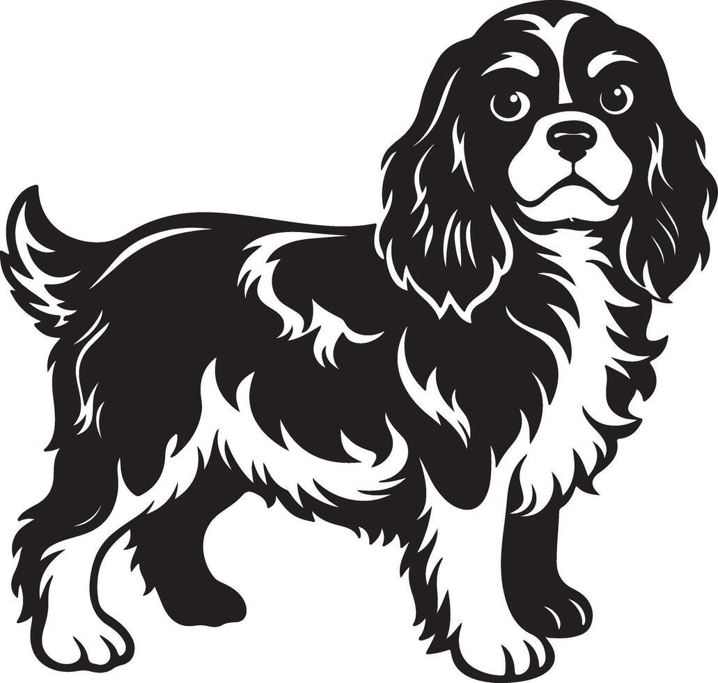Silhouette image of cavalier king charles spaniel vector