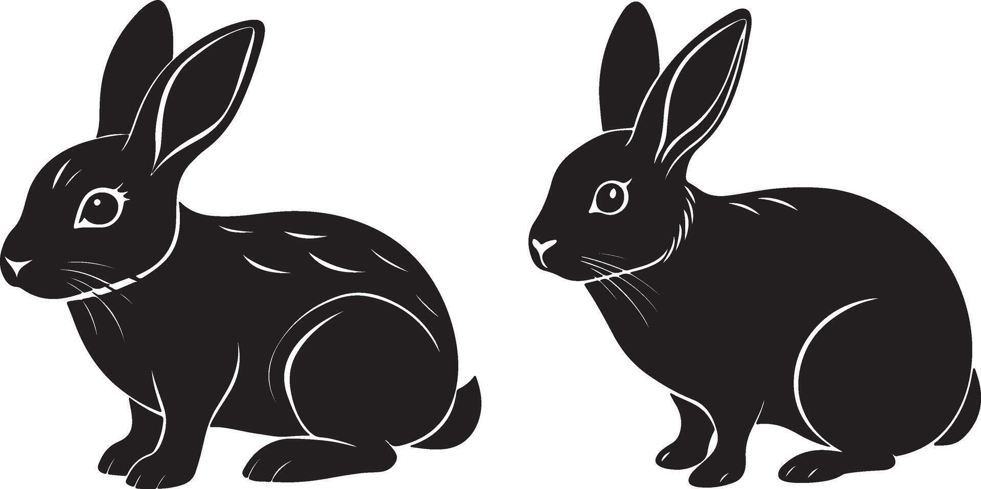 Silhouette image of Mini lop Rabbit vector