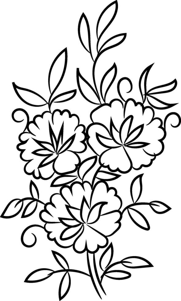 Hand-drawn simple blooming apple tree flower outline vector