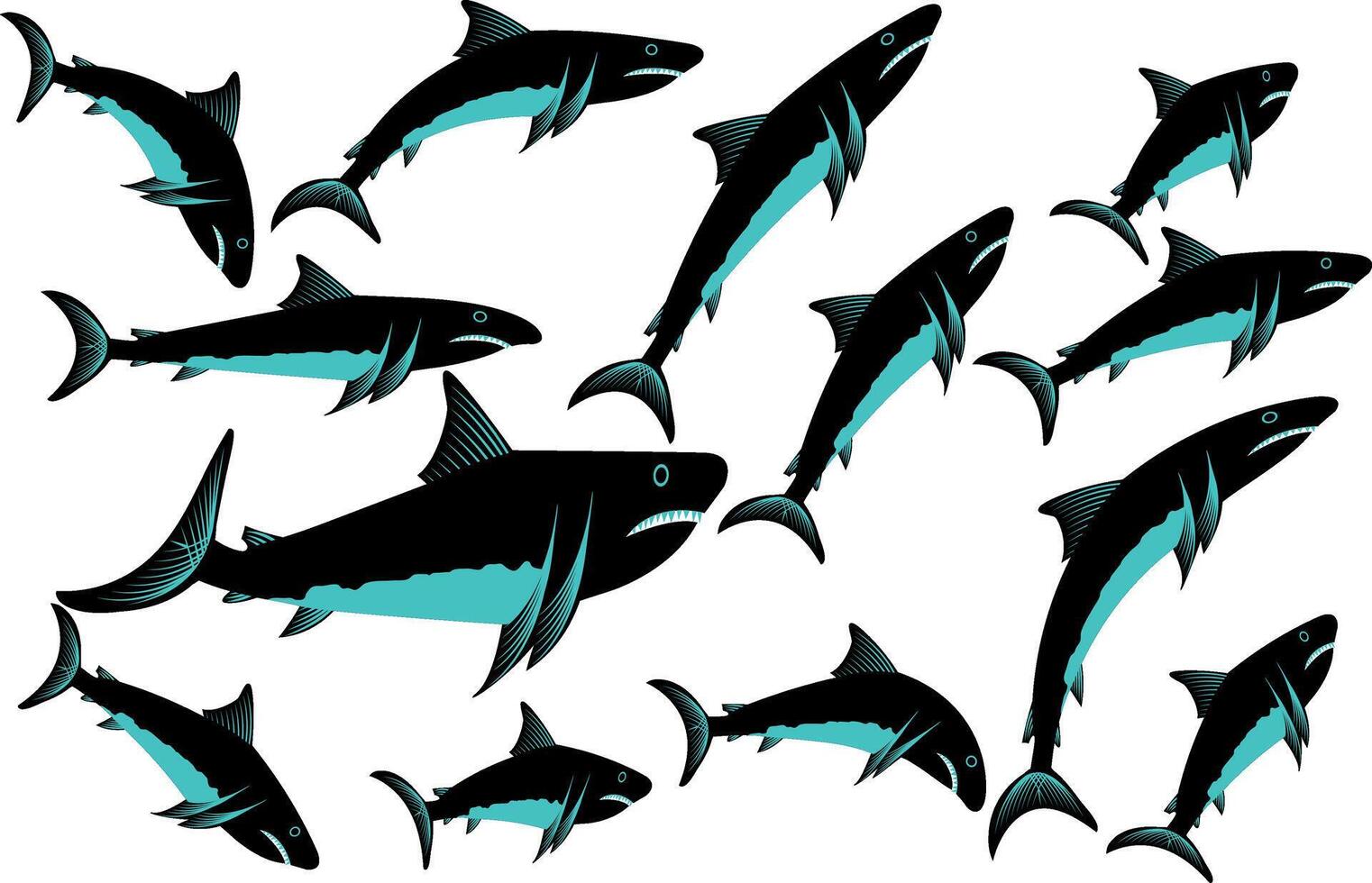 fishing flat silhouette collection vector