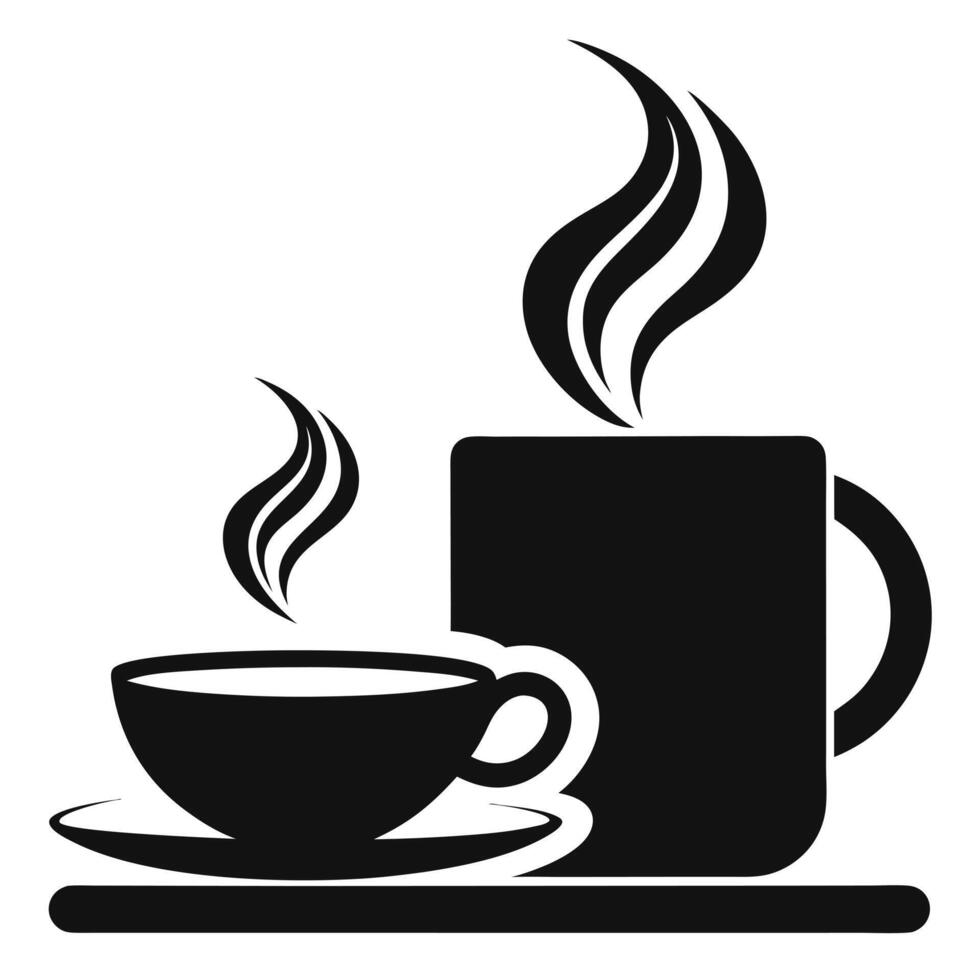 Black and White Silhouette of Coffee Cup on White Transparent Background vector