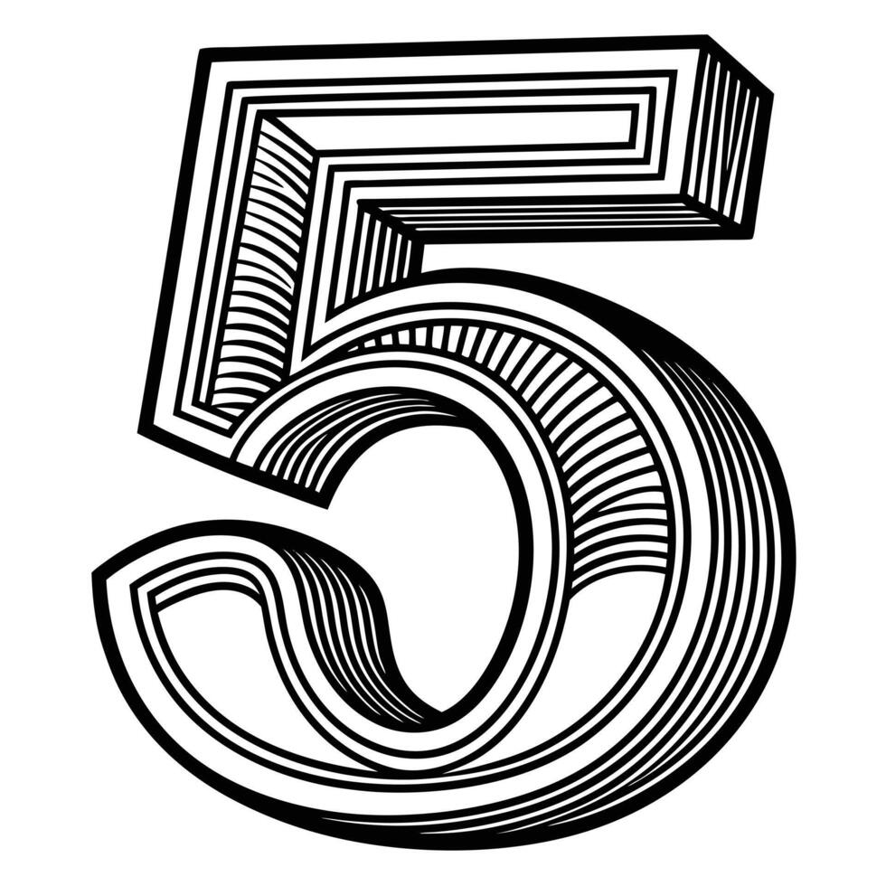a minimalistic traced number 5 letter having dotted outline on white background vector