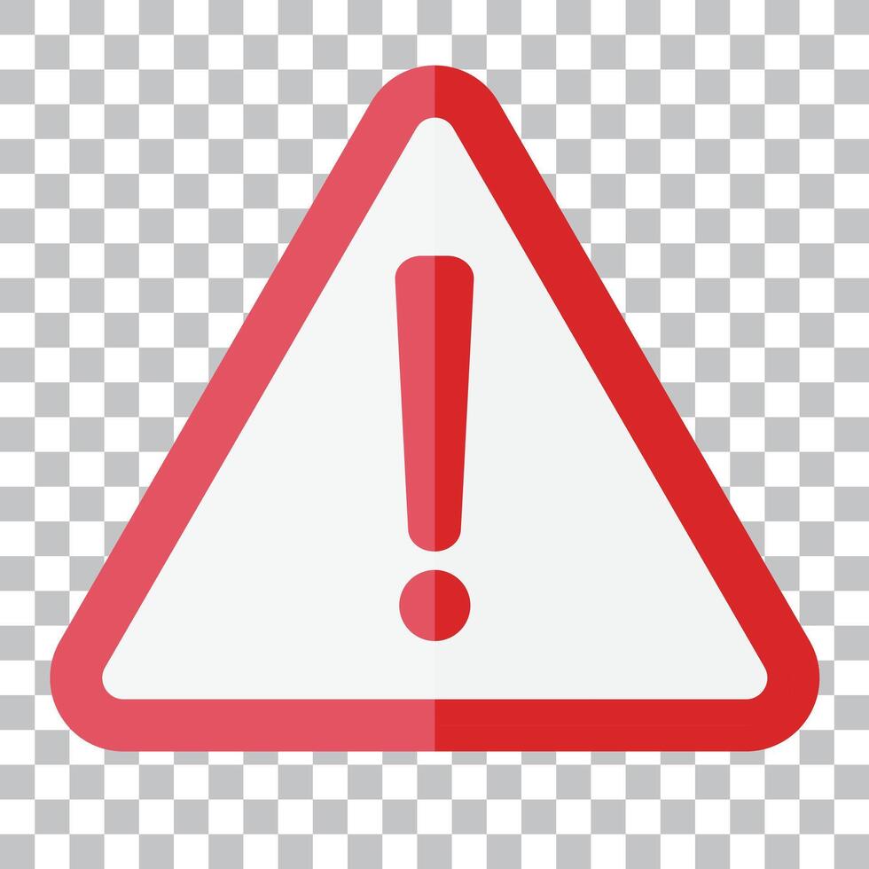 An exclamation mark icon indicating a red warning or danger. vector