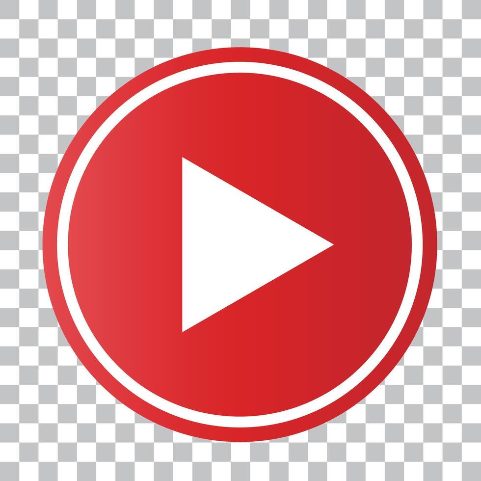 Play button icon in red vector