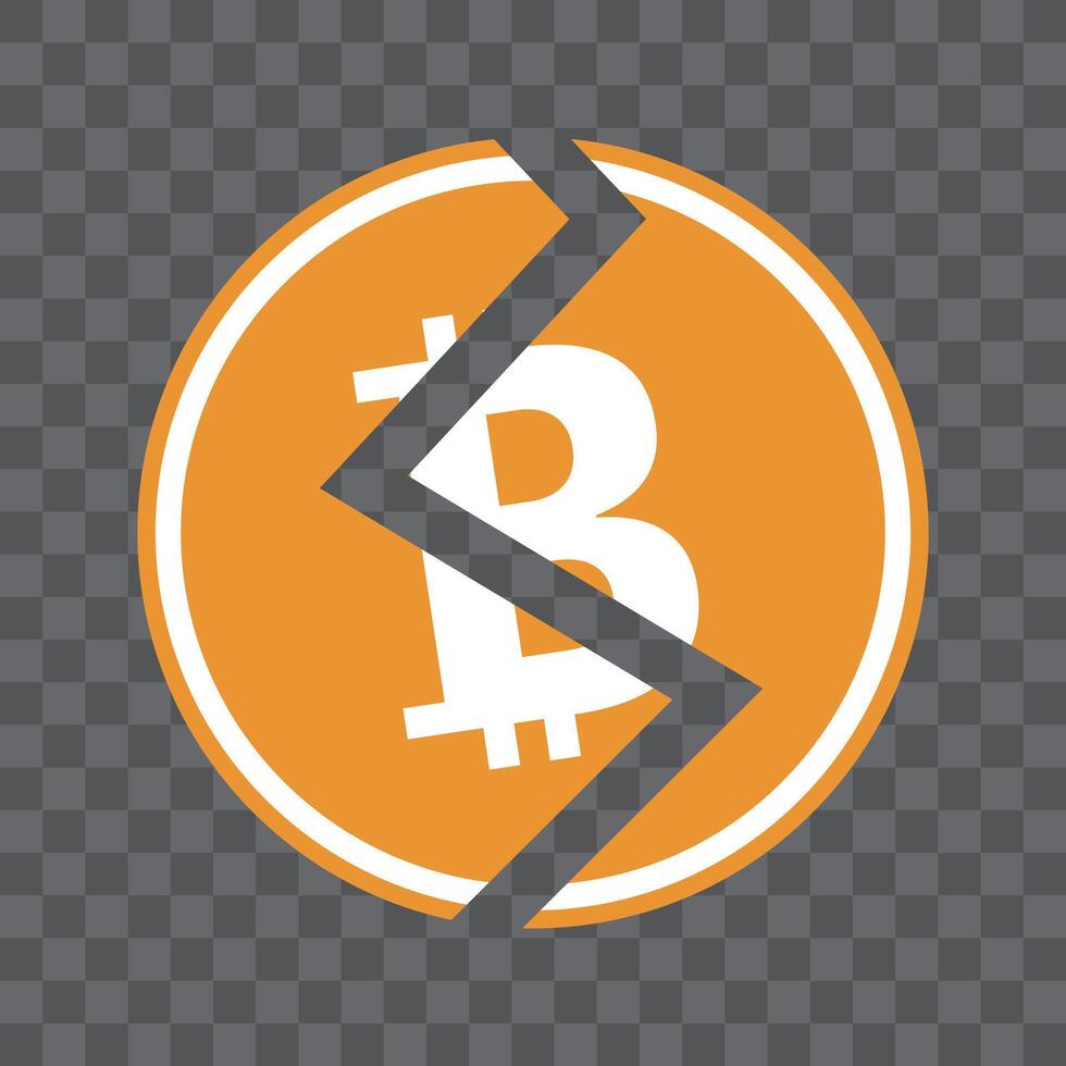 Icon of bitcoin, a virtual currency, in a rotating arrow. vector