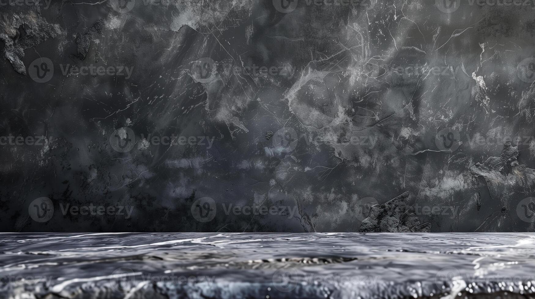 empty grey marble tabletop with dark stone background photo