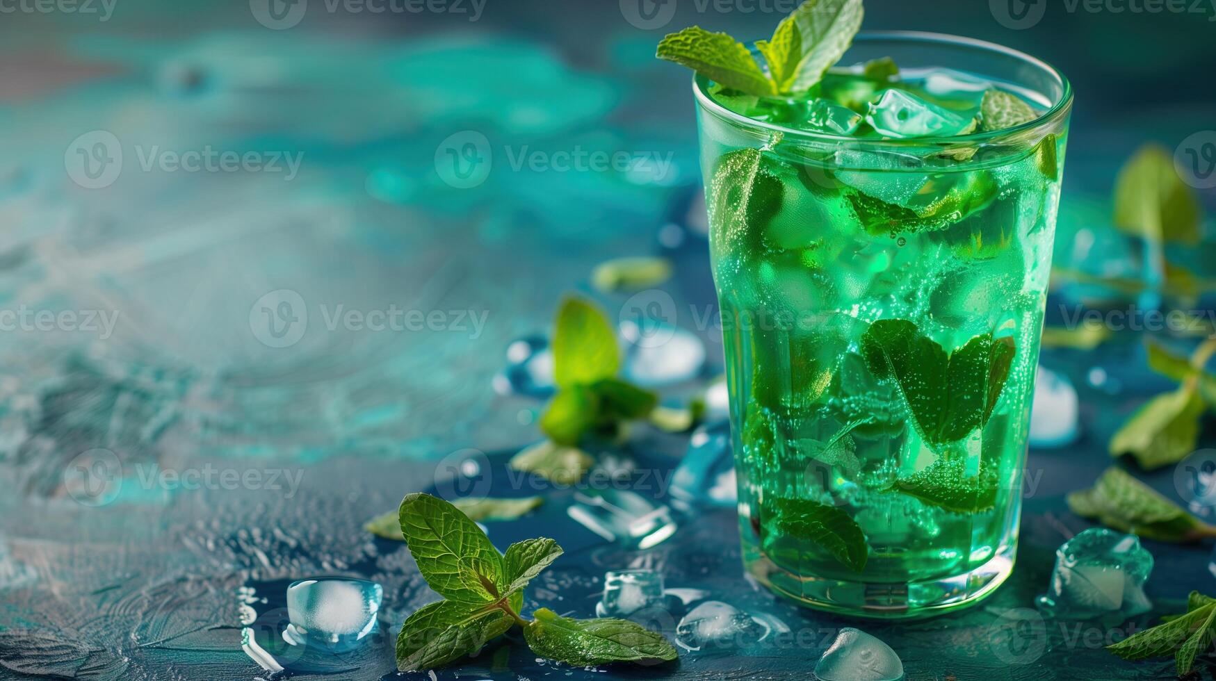 Refreshing Mint Drink with Jelly Mint Color photo