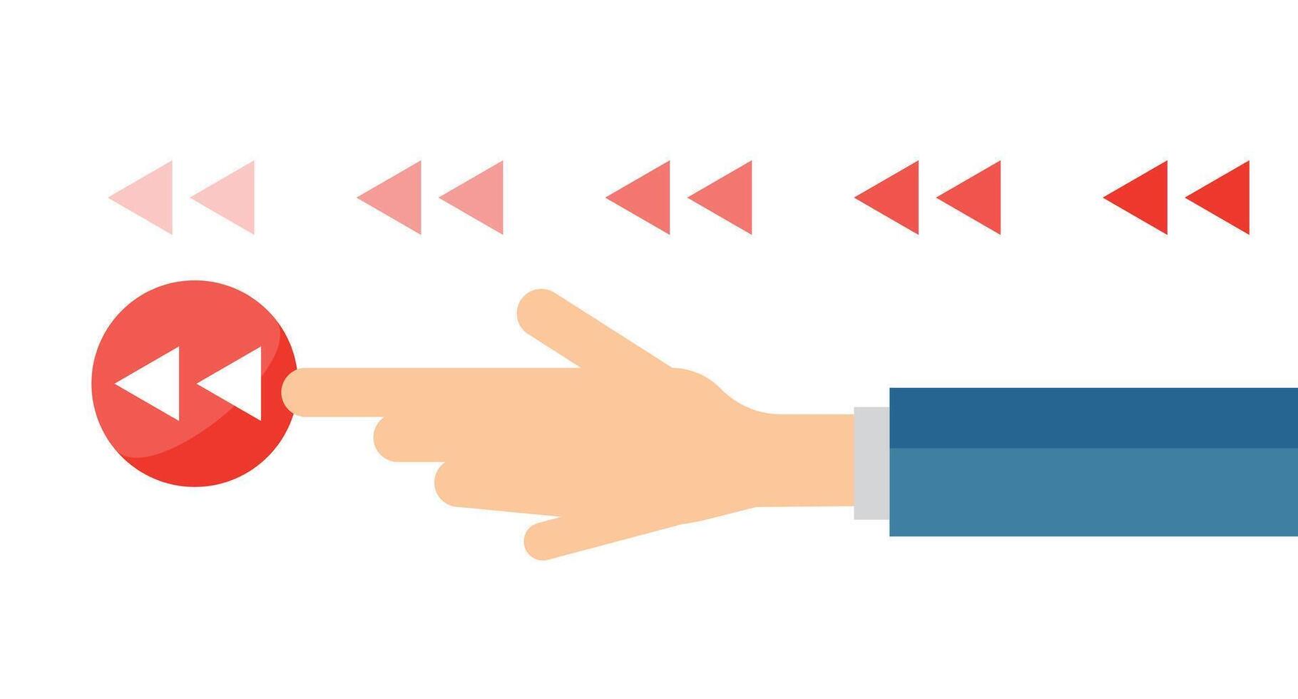 Multiple rewind button icons in the background. vector