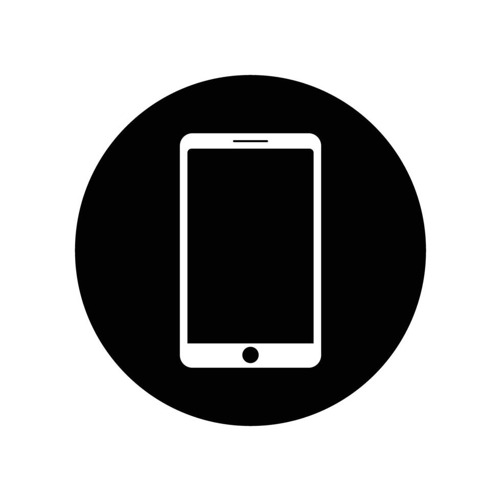 Smartphone icon in a black circle. vector