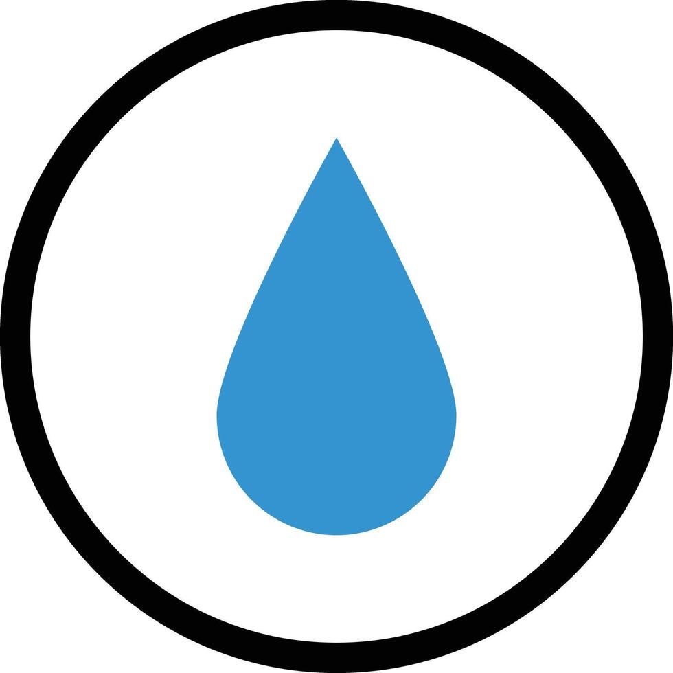 Water droplet surrounded by black circle. vector