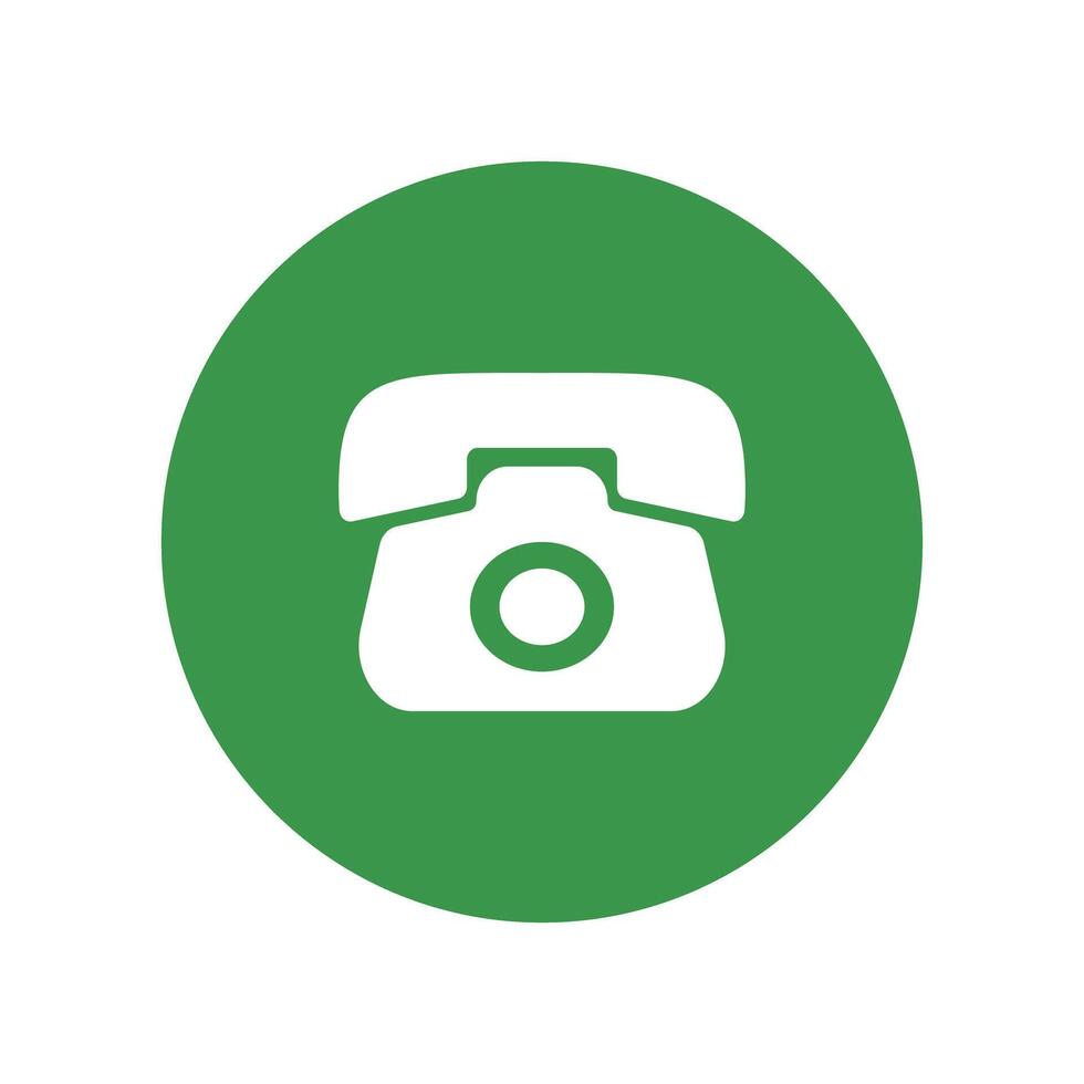 Round green phone icon. . vector