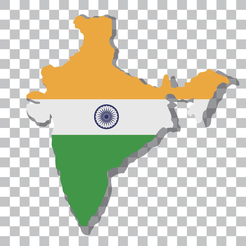 Indian flag in the shape of the Indian map. vector