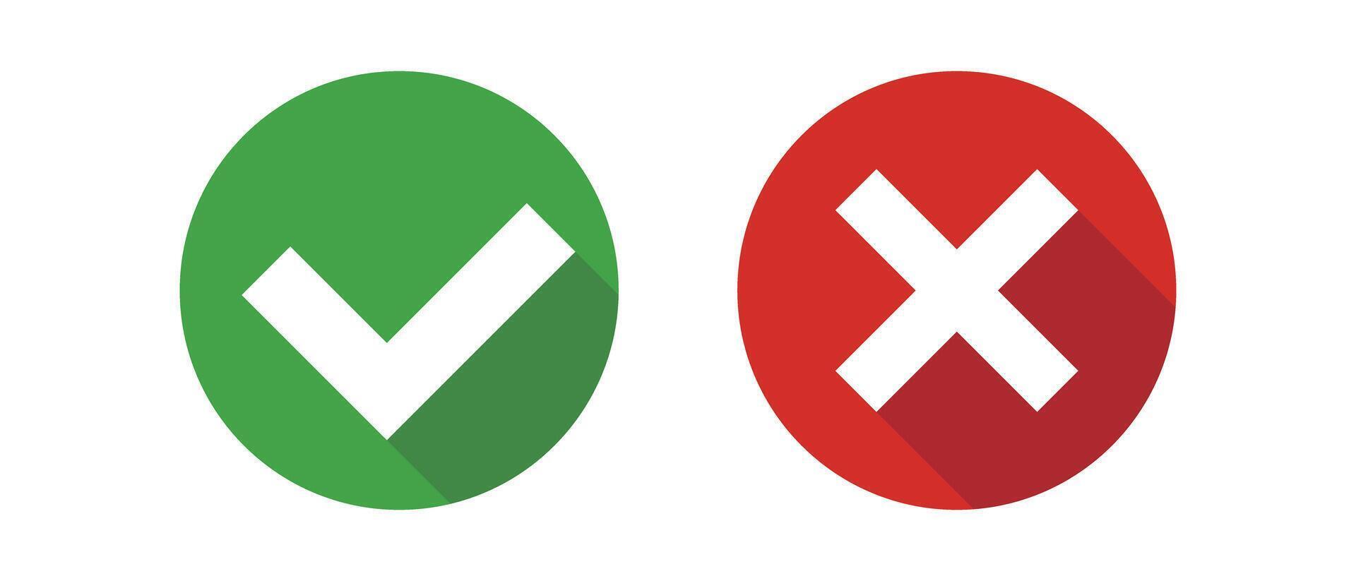 Modern check mark and cross mark icon. vector