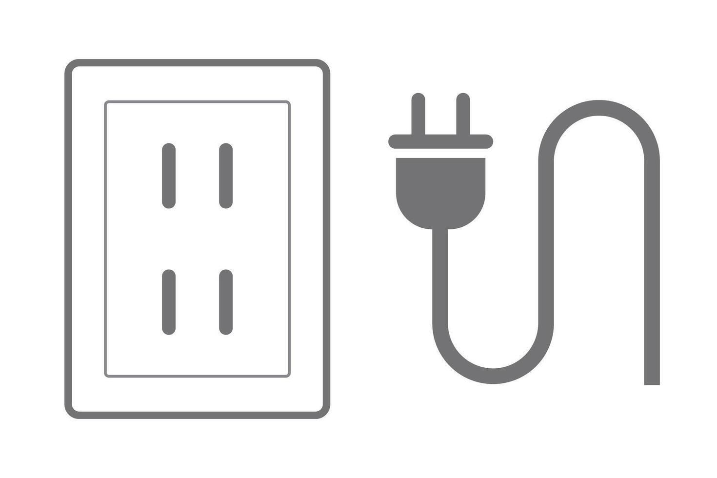 Set of icons of power supply and corded outlet. vector