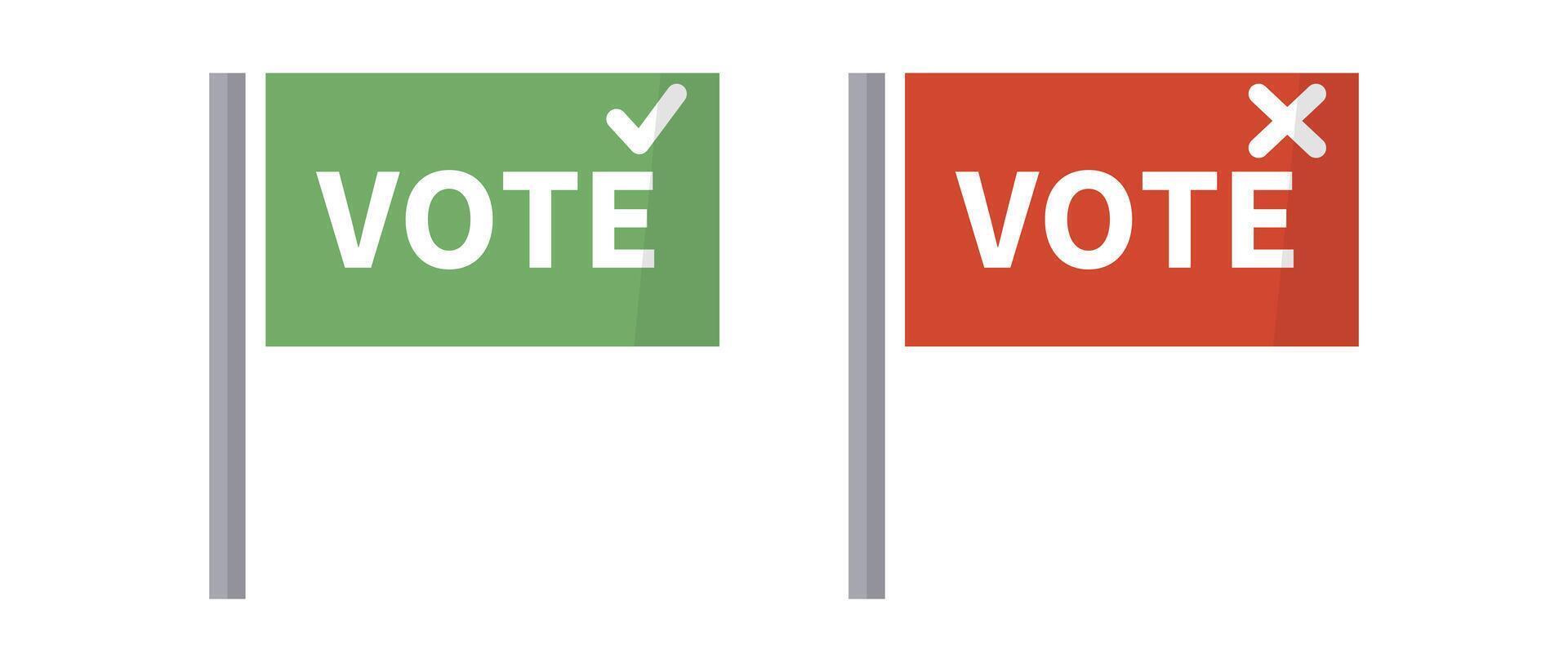 Vote flags. Flags with check marks and cross marks. vector