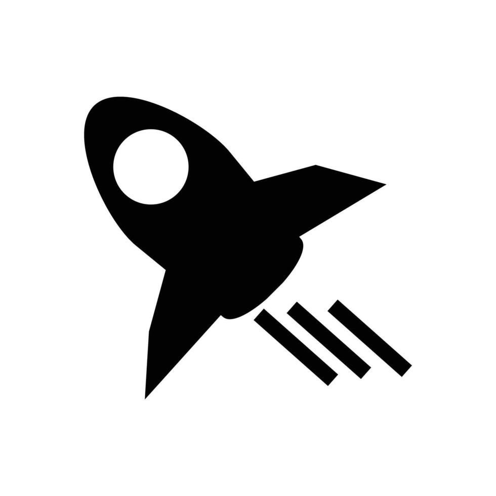Silhouette icon of a rocket taking off. Space travel. vector