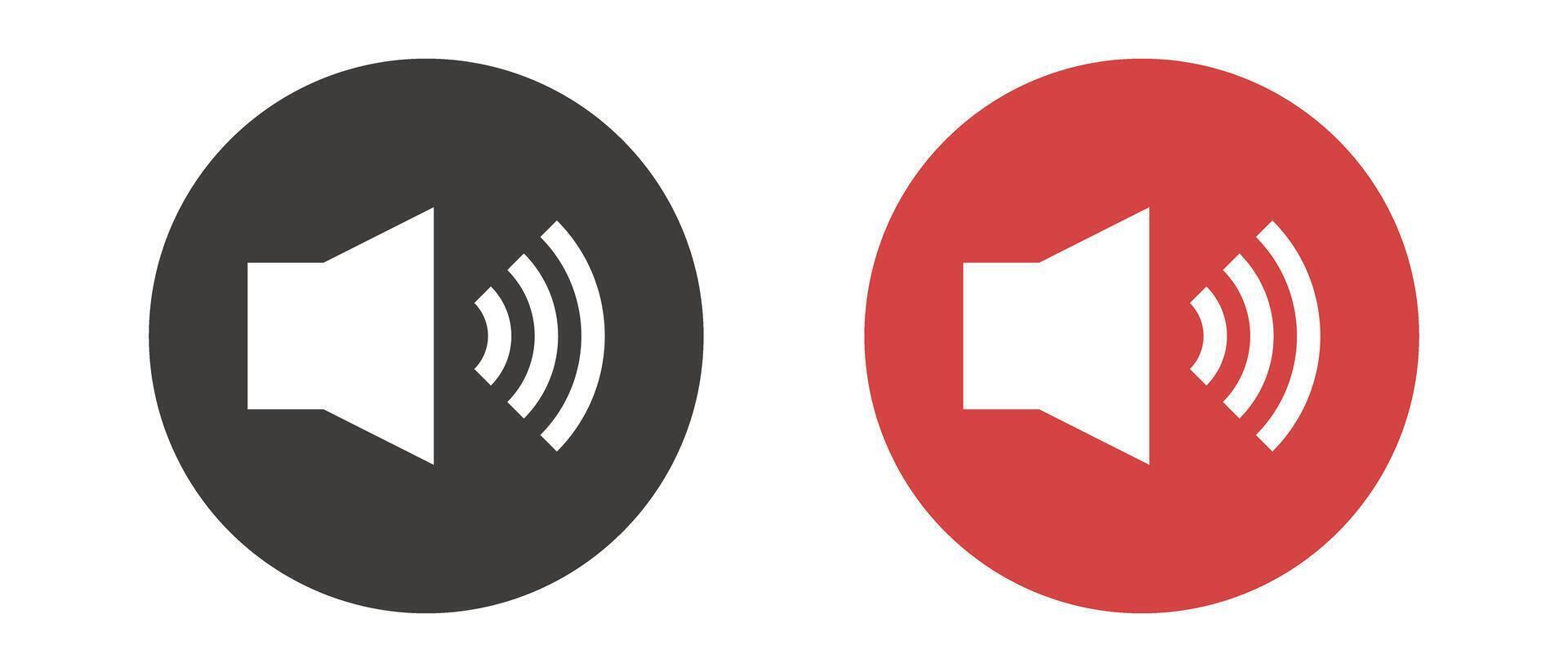 Set of black and red sound icons. vector
