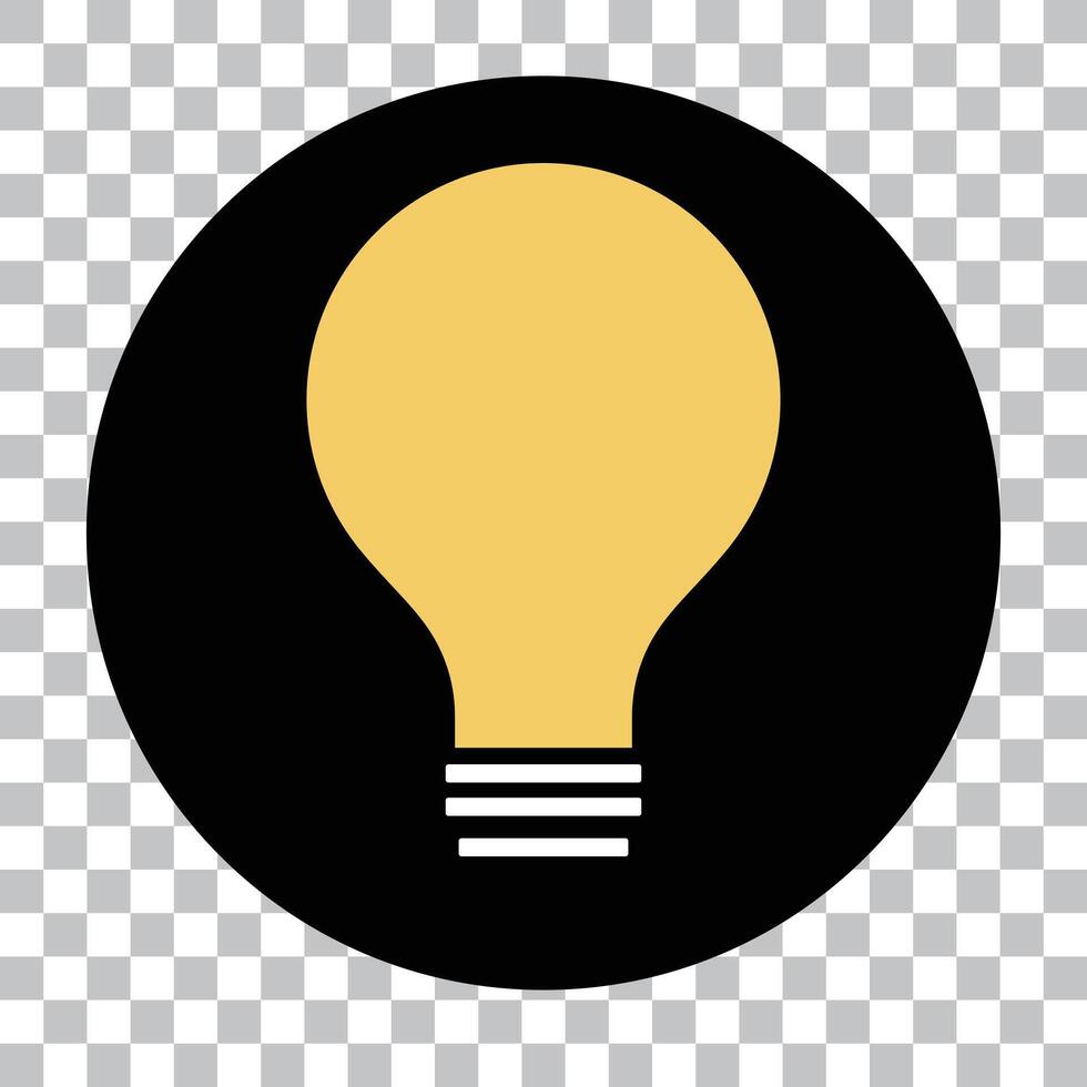 Black round light bulb icon vector