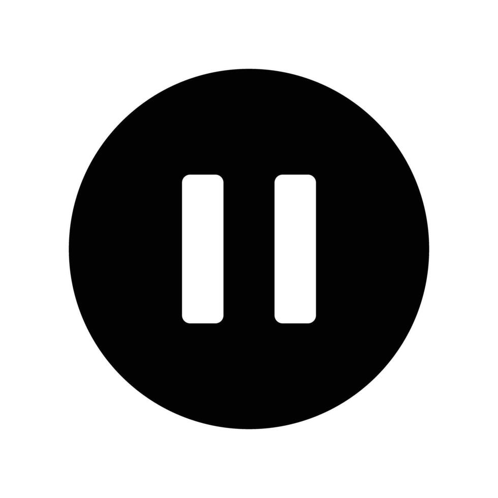 Pause button silhouette icon in black. vector