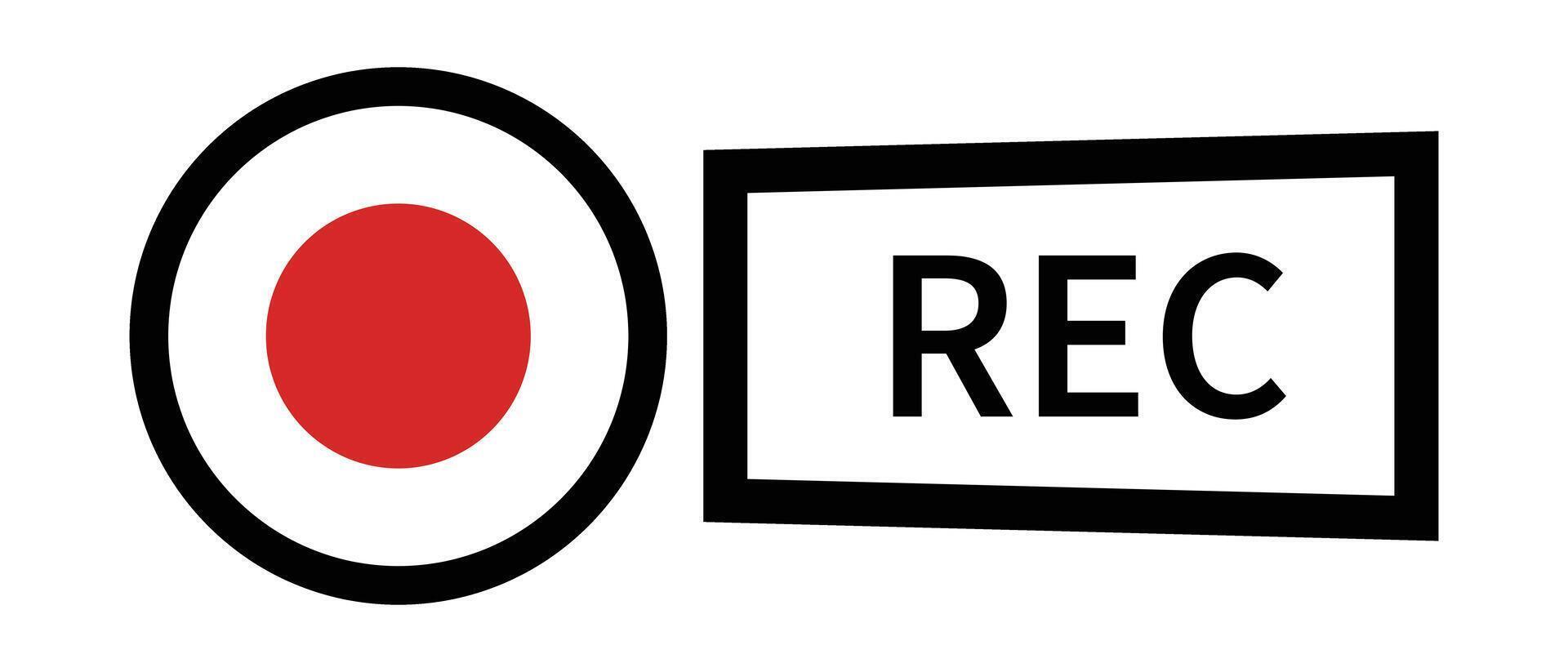 Recording button and rec logo. vector