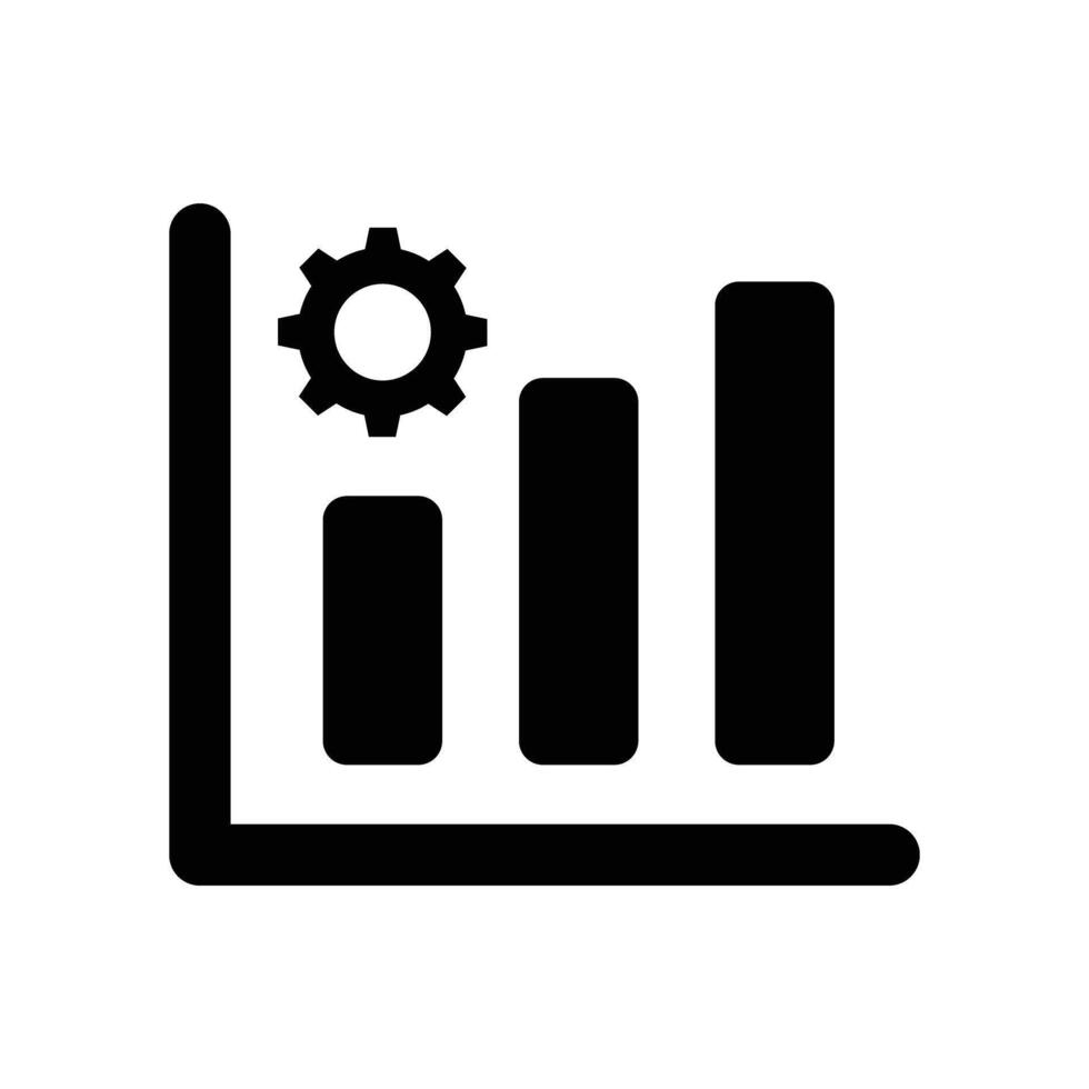 Bar graph and gear silhouette icon. vector