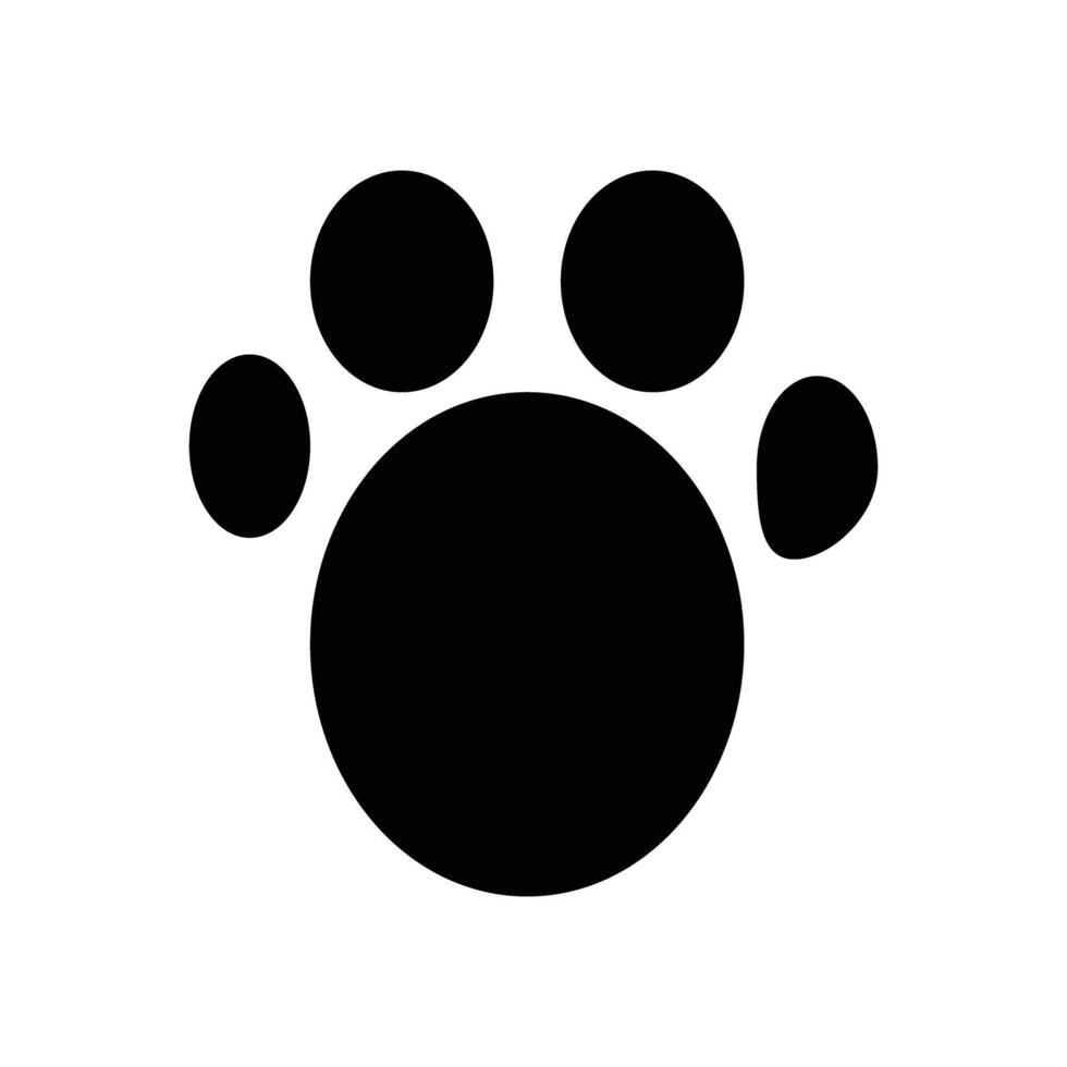 Paw print silhouette icon. Cat and dog footprint. vector