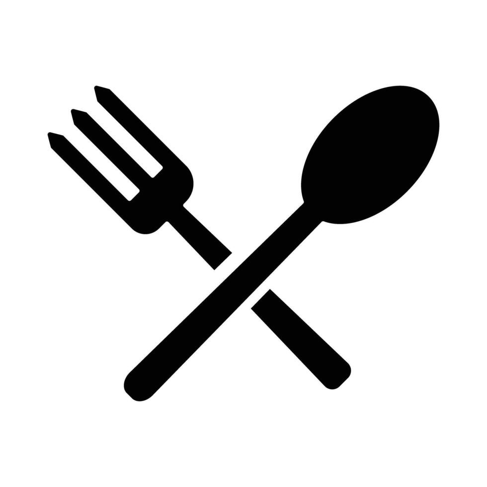 Spoon and fork silhouette icon. vector