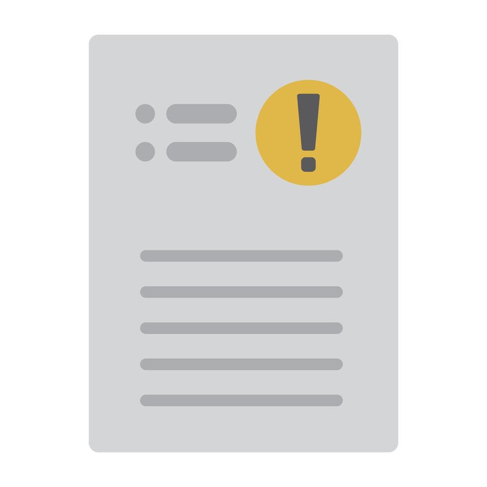 Warning document. File icon with exclamation mark. vector