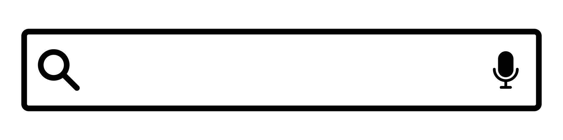 Search bar, magnifying glass and microphone. vector