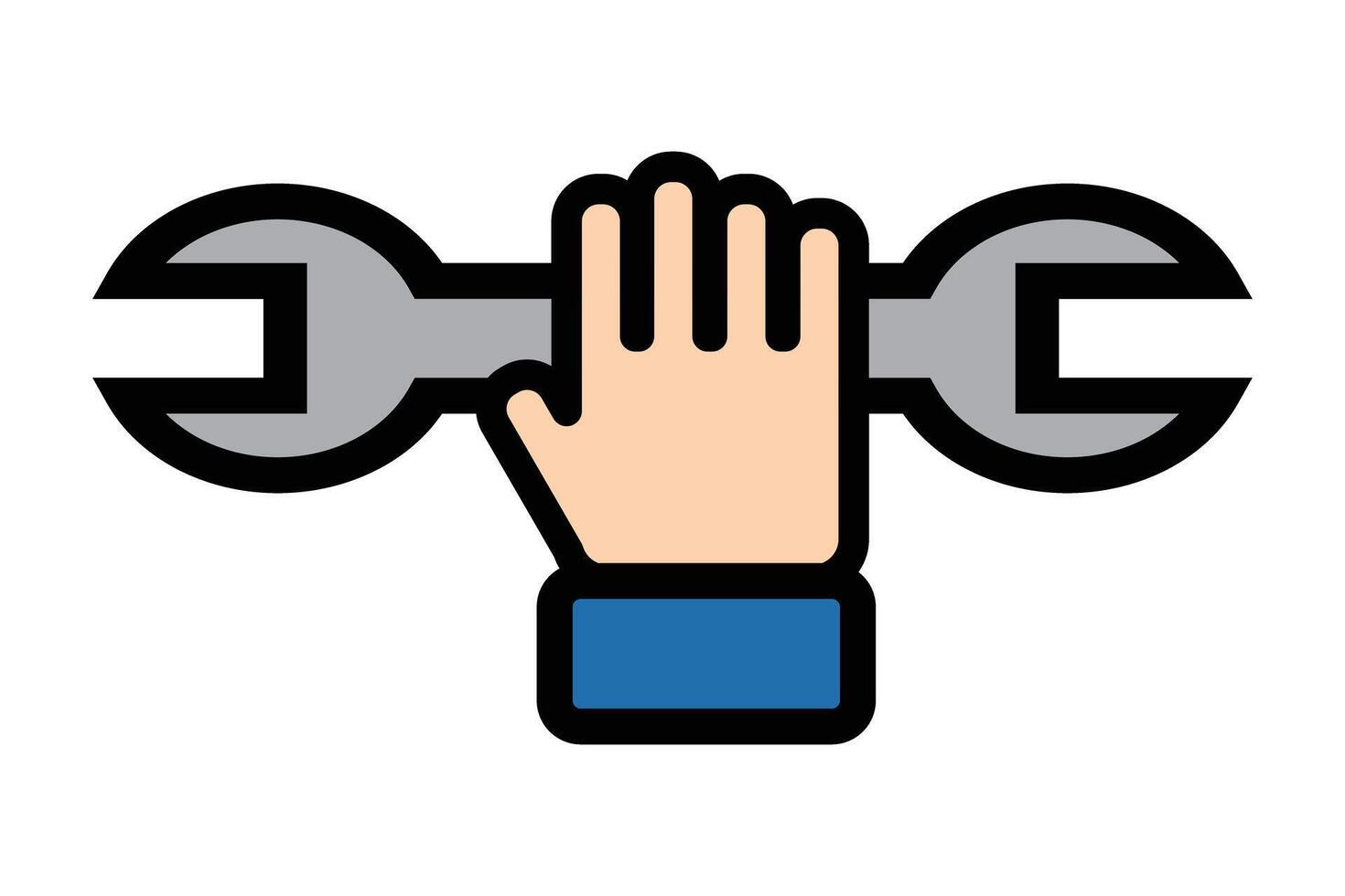 Icon of a hand holding a wrench. vector