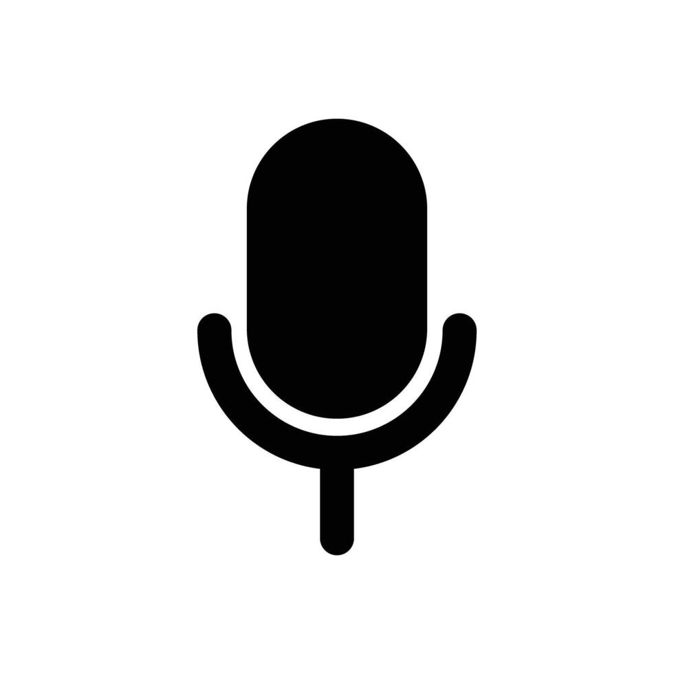 Simple microphone silhouette icon. vector